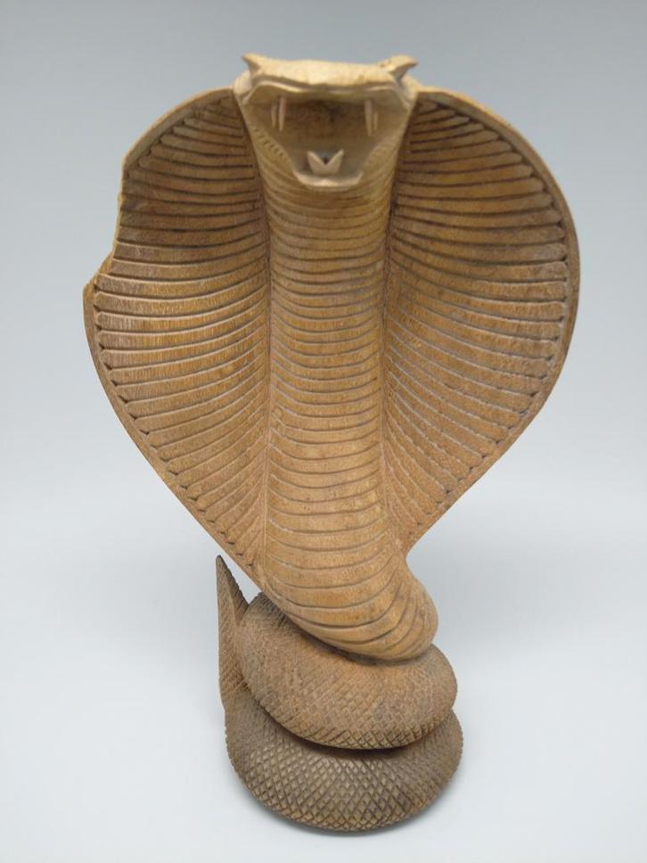 Houten Cobra Handgemaakt, Antiek en Kunst, Kunst | Beelden en Houtsnijwerken, Ophalen of Verzenden