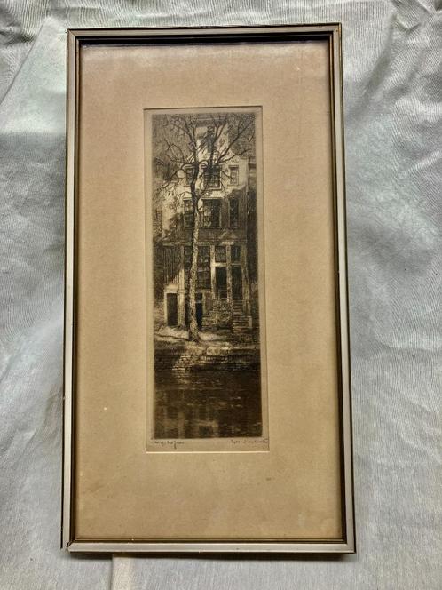 W.G. Hofker ets Amsterdam Egelantiersgracht ca. 1930, Antiek en Kunst, Kunst | Etsen en Gravures, Verzenden