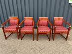 4 stuks Suzan Schuitema stoelen en schuitema grote tafel, Ophalen, Overige materialen, Bruin, Art deco
