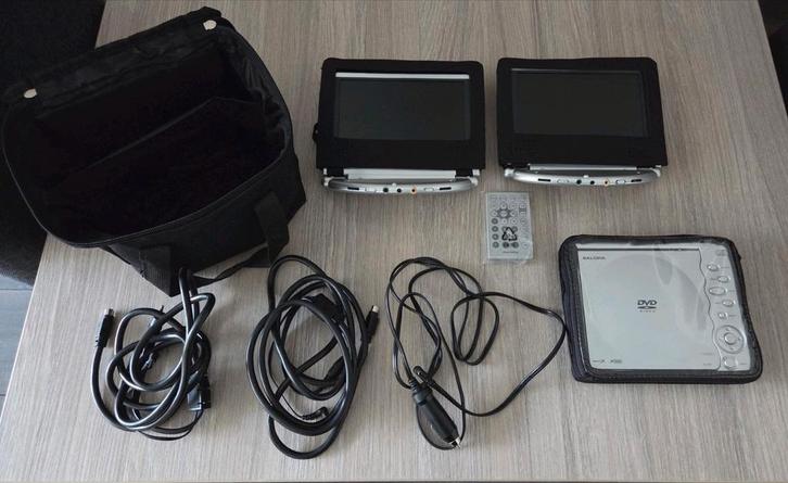 Salora DVD speler voor in de auto met twee 7 inch schermen, Audio, Tv en Foto, Dvd-spelers, Gebruikt, Dvd-speler, Overige merken