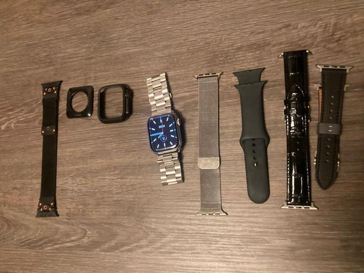 Apple Watch Series 7 – 45mm – RVS Hoogglans – GPS + Cellular, Sieraden, Tassen en Uiterlijk, Smartwatches, Zo goed als nieuw, iOS