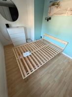 Ikea houten 2 persoons bed 140x200 incl lattenbodem, Ophalen, Overige kleuren, Tweepersoons, 140 cm