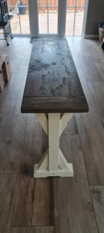Landelijke side tafel - 145x40x70 - Bruin/Wit, Huis en Inrichting, Tafels | Eettafels, Ophalen, Minder dan 50 cm, Gebruikt, 100 tot 150 cm