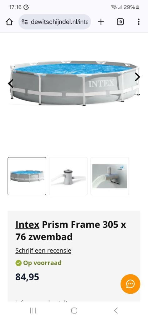 Intex prism frame zwembad met pomp overkapping NIEUW/ ZGAN, Tuin en Terras, Zwembaden, Nieuw, Opzetzwembad, Minder dan 80 cm, 200 tot 400 cm