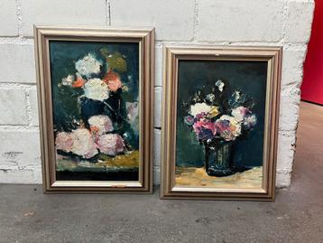 Retro vintsge schilderij bloemen boeket olieverf beschikbaar voor biedingen