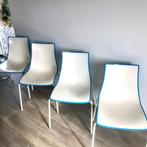 Retro moderne kunststof blauwe SCAB Italië stoelen 4x, Blauw, Vier, Kunststof, Gebruikt