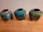 3x groen gemberpotje Chinees vintage oud retro potje, Ophalen of Verzenden, Zo goed als nieuw, Aardewerk of Porselein, Minder dan 50 cm