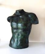Bronzen beeld torso van man in groen gemêleerde kleur 0598-b, Antiek en Kunst, Ophalen