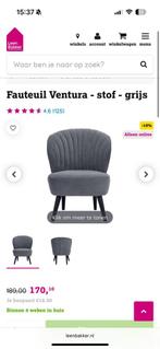 Fauteuil Grijs met zwarte houten pote, Huis en Inrichting, Fauteuils, Ophalen, Zo goed als nieuw, 50 tot 75 cm