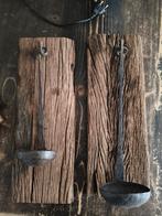 Landelijke wand kandelaar waxinelicht hout gietijzer, Ophalen, Zo goed als nieuw, Hout, Minder dan 25 cm