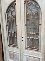 Authentieke deuren met smeedijzeren details, Gebruikt, Buitendeur, 200 tot 215 cm, Hout