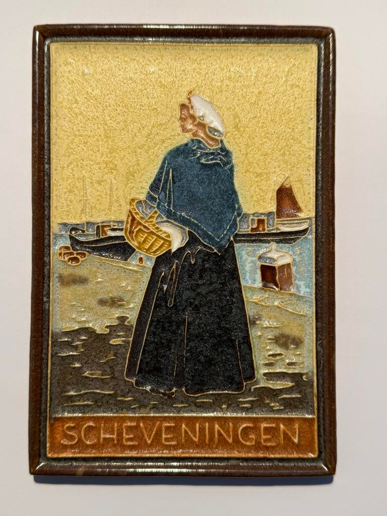 Zeldzame Cloisonne Tegel Porceleyne Fles Delft, Antiek en Kunst, Antiek | Wandborden en Tegels, Ophalen of Verzenden