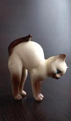 Vintage keramiek bange kat Siamese kat beeldje beeld poes, Antiek en Kunst, Antiek | Keramiek en Aardewerk, Ophalen of Verzenden
