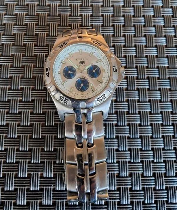 Fossil Herenhorloge met doosje, Sieraden, Tassen en Uiterlijk, Horloges | Heren, Gebruikt, Polshorloge, Overige merken, Staal