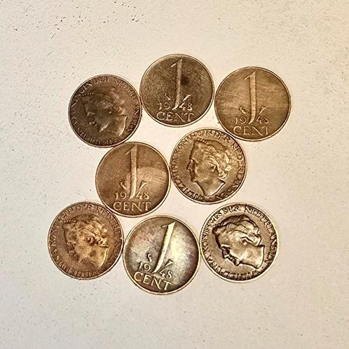 1 Cent 1948 - Koningin Wilhelmina (8 stuks), Postzegels en Munten, Munten | Nederland, Losse munt, 1 cent, Koningin Wilhelmina