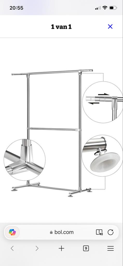 Verstelbaar Kledingrek - gebruikt maar prima staat, Ophalen, Gebruikt