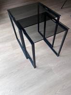 Bijzettafels 2x rookglas, Huis en Inrichting, Tafels | Bijzettafels, Ophalen, Minder dan 45 cm, Minder dan 55 cm, Vierkant