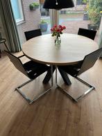 Mooie ronde eettafel, mangohout, 140 cm rond, Huis en Inrichting, Tafels | Eettafels, Ophalen, Zo goed als nieuw, Rechthoekig