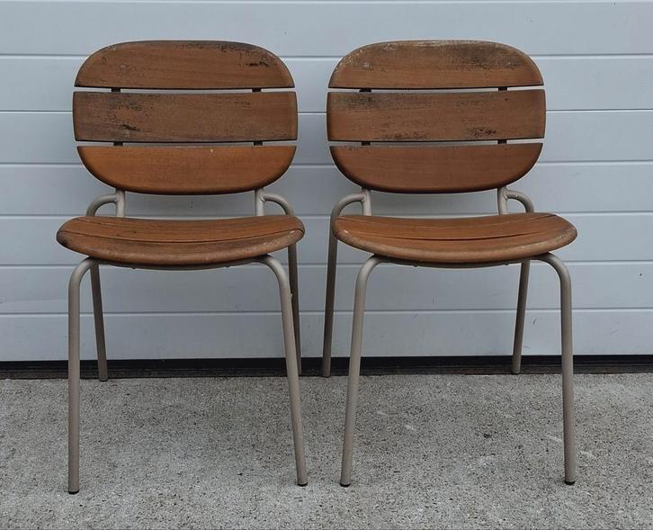 11 x Scab Sisi Mahonie houten stoelen terrasstoelen tuin, Huis en Inrichting, Stoelen, Zo goed als nieuw, Vijf, Zes of meer stoelen