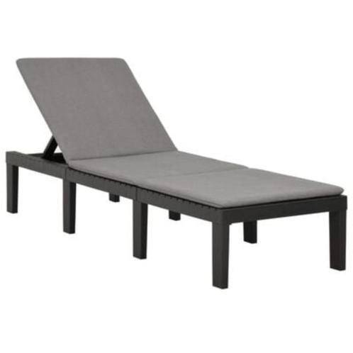 NIEUW! vidaXL Ligbed met kussen kunststof antracietkleurig, Tuin en Terras, Ligbedden, Nieuw, Kunststof, Verstelbaar, Ophalen of Verzenden