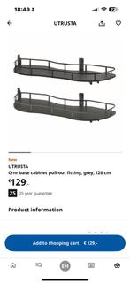 Hoekkast uittrekbare fitting (IKEA), Ophalen, Nieuw, 50 tot 100 cm, Minder dan 100 cm