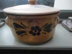 antiek FRANSE PATÉ TERRINE + DEKSEL, OKERGEEL met BLOEMEN, Antiek en Kunst, Ophalen