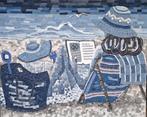 Schilderij/Collage van jeans 80x100 cm, Antiek en Kunst, Ophalen