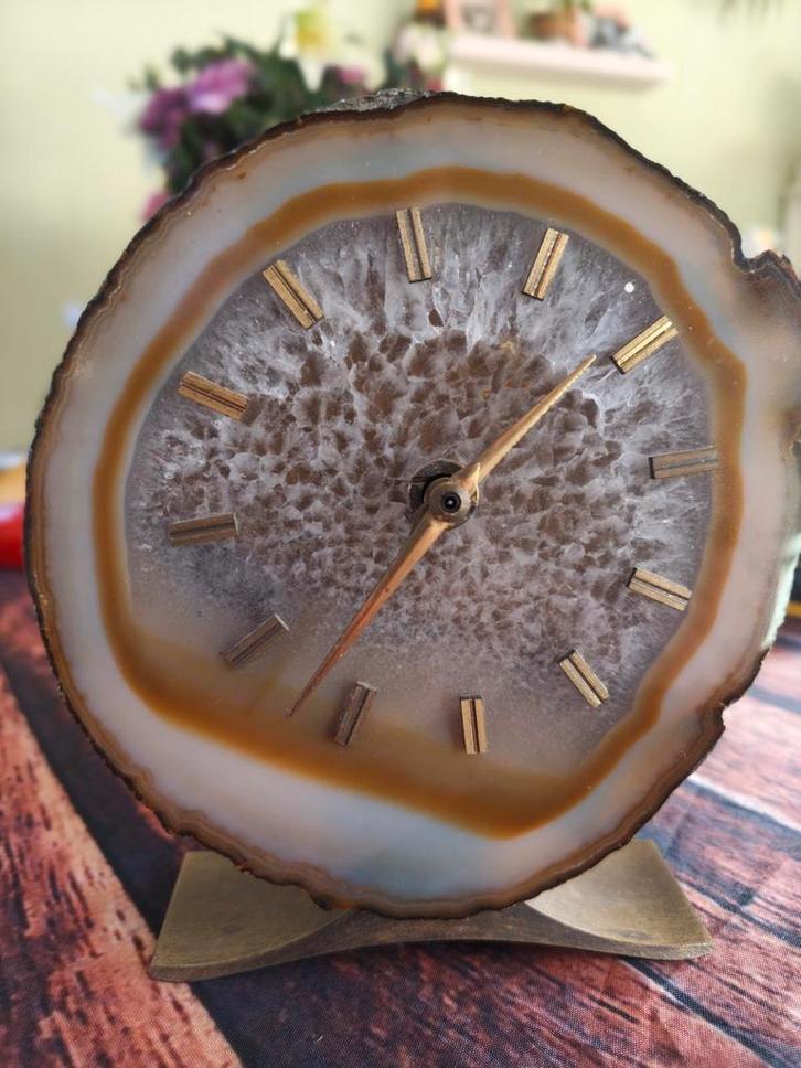 Vintage schouw klok van agaat, Antiek en Kunst, Antiek | Klokken, Ophalen of Verzenden