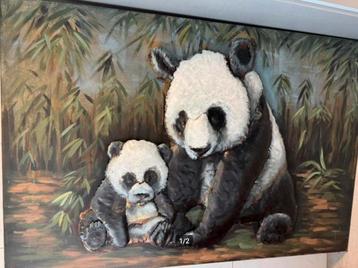 Metalen 3D tropische Panda schilderij beschikbaar voor biedingen