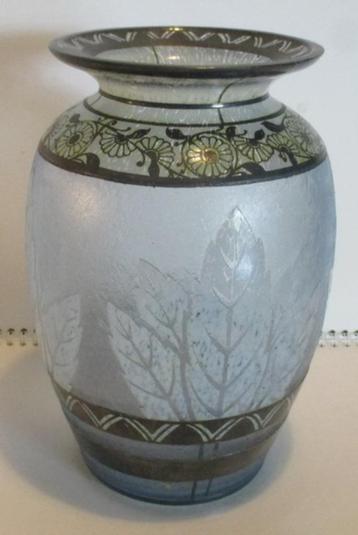 art deco Scailmont acid etched glas vaas geometrisch 4 beschikbaar voor biedingen