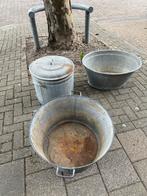 2x hele grote Zinken wasteilen & 1x grote zinken was Pan, Huis en Inrichting, Emmers, Ophalen of Verzenden, Gebruikt, Zink, Met deksel