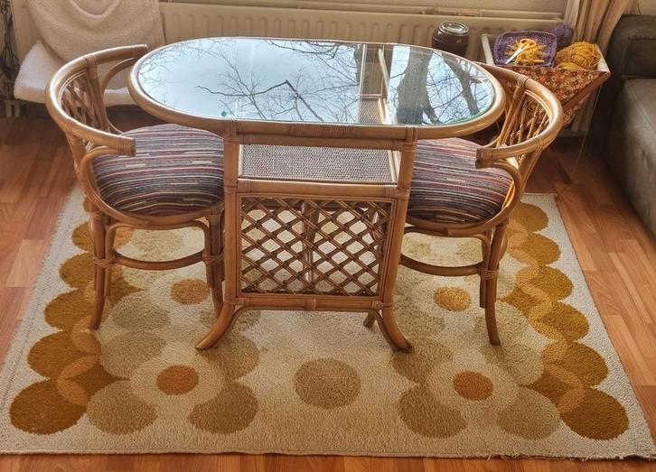 Bistroset antiek bamboe rotan, Antiek en Kunst, Antiek | Meubels | Tafels, Ophalen