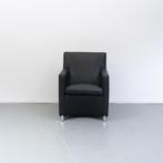2x Leolux Dolcinea Fauteuil Zwart Leer - Aluminium Pootjes, Huis en Inrichting, Fauteuils, Niet ingevuld, Minder dan 75 cm, Niet ingevuld