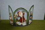 Vintage kerst drieluik metalen frame met sneeuwpop/ kerstman, Diversen, Kerst, Ophalen of Verzenden, Gebruikt