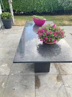 zwarte marmeren buitentafel, Tuin en Terras, Tuintafels, Ophalen of Verzenden, Gebruikt, Rechthoekig, Overige materialen