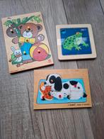 Vintage houten Puzzels - Beer, Hond, Kikker, 2 tot 4 jaar, Gebruikt, Ophalen of Verzenden, Van hout