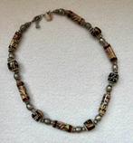 Vintage herenketting handbeschilderde keramische kralen, Overige materialen, Overige kleuren, Ophalen of Verzenden, Verstelbaar