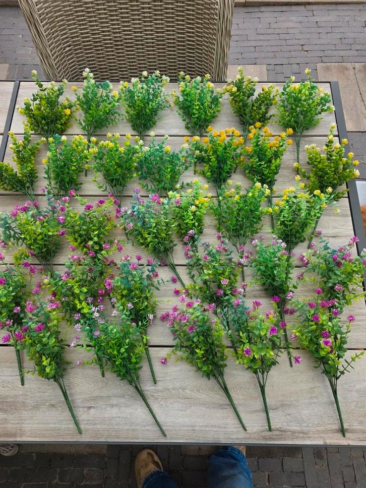 30 kunsttakken geel/wit - pink/roze (alles in een koop), Huis en Inrichting, Woonaccessoires | Kunstplanten en Kunstbloemen, Gebruikt