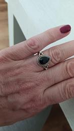 Zilveren ring met onyx - Maat 17, Sieraden, Tassen en Uiterlijk, Ringen, Zwart, Ophalen of Verzenden, Zo goed als nieuw, 17 tot 18