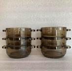 6 vintage rookglas soepkommen Arcoroc, Glas of Glazen, Ophalen of Verzenden, Overige stijlen, Glas