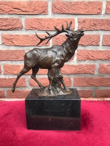 levensecht bronzen beeld van een edelhert beschikbaar voor biedingen