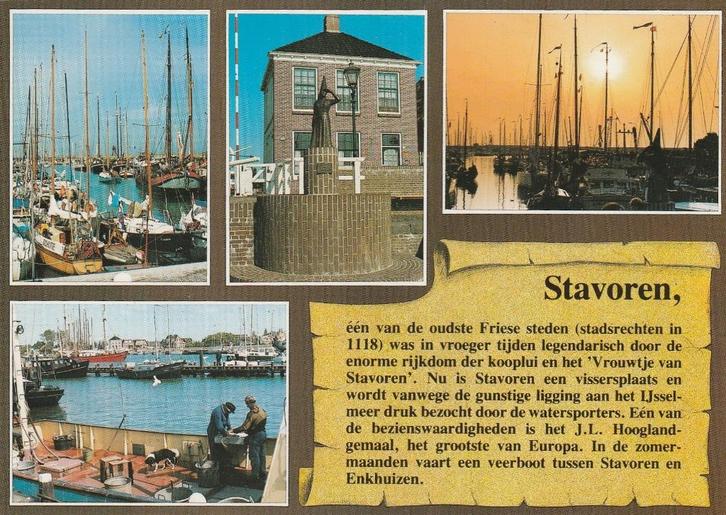 STAVOREN Haven Jachten Vissers Sluis Tekst, Verzamelen, Ansichtkaarten | Nederland, Ongelopen, Friesland, 1980 tot heden, Verzenden