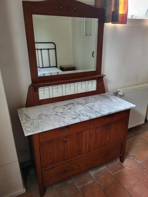 Kaptafel / Dressoir met marmeren blad, Huis en Inrichting, Kasten | Dressoirs, Gebruikt, 150 tot 200 cm, 50 tot 75 cm, Met lade(s)