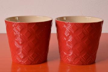 Set van 2 retro vintage stijl bloempotten - Decor in reliëf beschikbaar voor biedingen