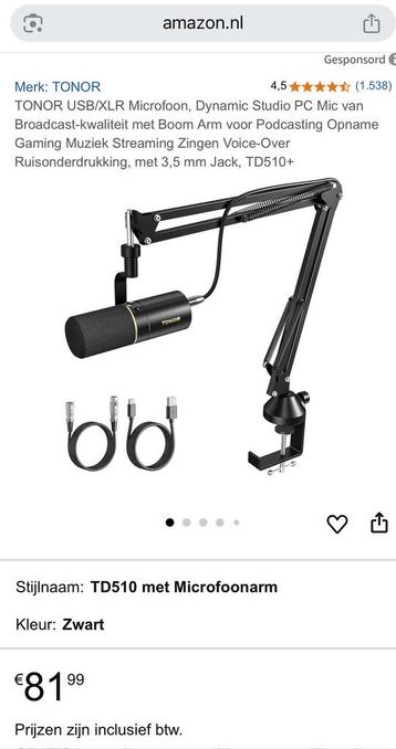 Tonor TD510+ USB/XLR Dynamische Microfoon Set beschikbaar voor biedingen
