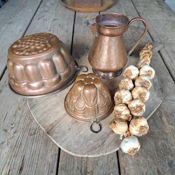 Oude brocante koperen bakvorm puddingvorm kannetje *Etage3*  beschikbaar voor biedingen