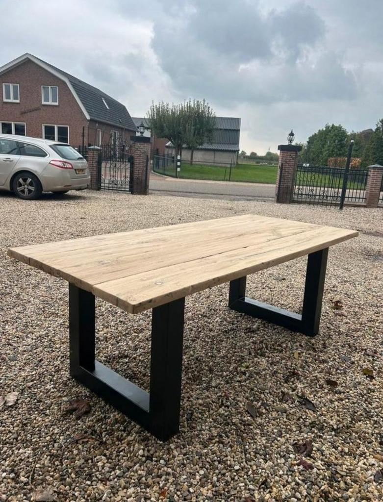 Tafel oud eiken wagonplanken, Antiek en Kunst, Antiek | Meubels | Tafels, Ophalen