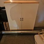 Witte Kast met Houten Accenten, Huis en Inrichting, Kasten | Kledingkasten, Ophalen, 100 tot 150 cm, 50 tot 100 cm, Modern