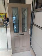 Voordeur hardhout met glas in lood, Ophalen, Gebruikt, 200 tot 215 cm, Glas