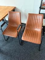 4 CRA cognac leer eetkamer stoelen, Huis en Inrichting, Stoelen, Ophalen, Bruin, Leer, Zo goed als nieuw